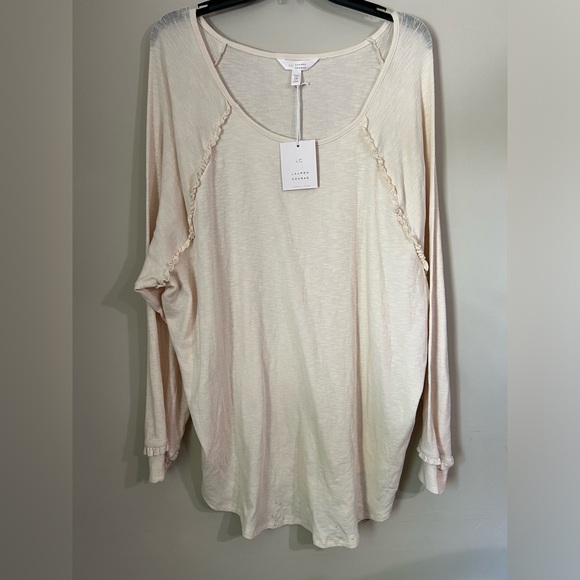 Lauren Conrad Women L/S Raglan Sleeve Cream Tunic Size 1x - Picture 1 of 5